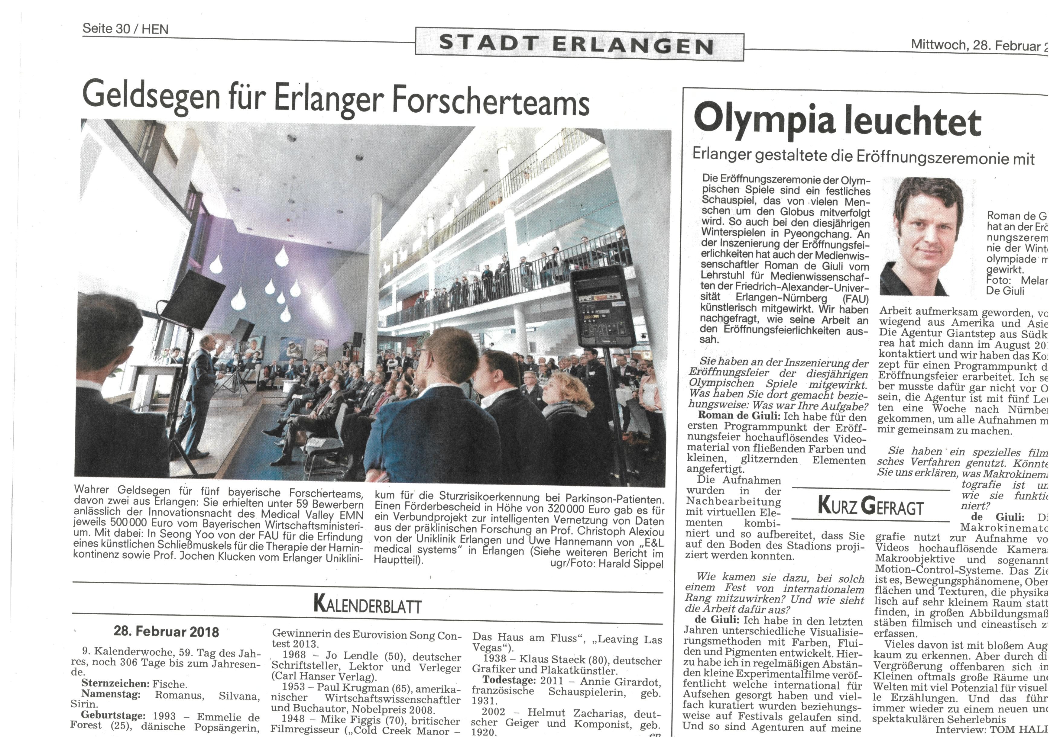 Zum Artikel "28.02.2018: “Geldsegen für Erlanger Forscherteams”"