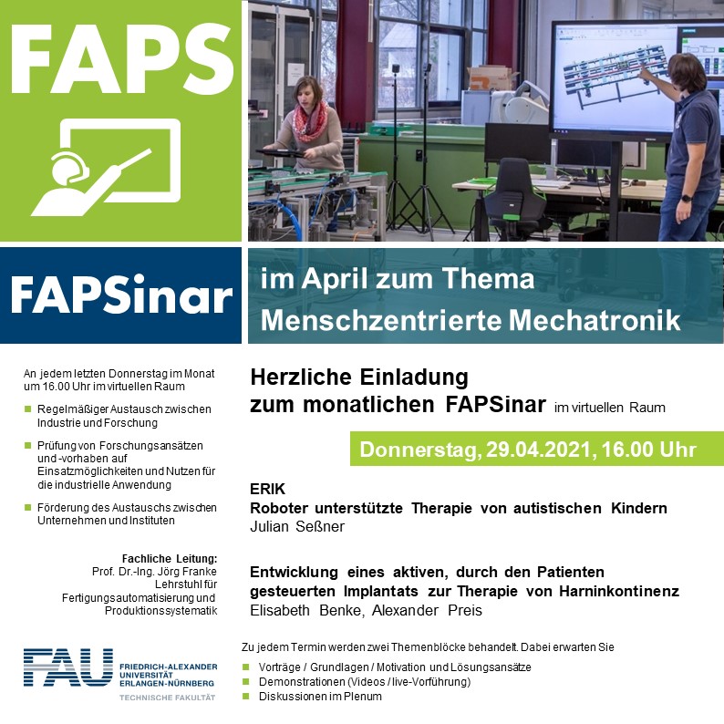 Zum Artikel "FAPSinar im April – Menschzentrierte Mechatronik"