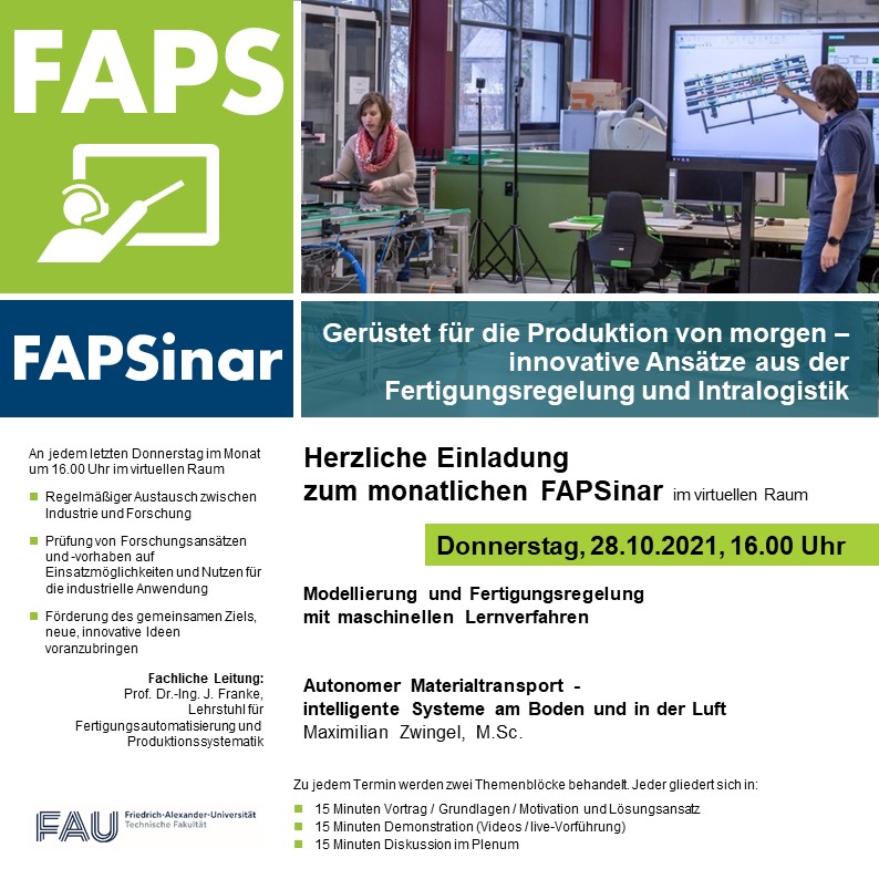 Zum Artikel "FAPSinar im Oktober – innovative Ansätze aus der Fertigungsregelung und Intralogistik"