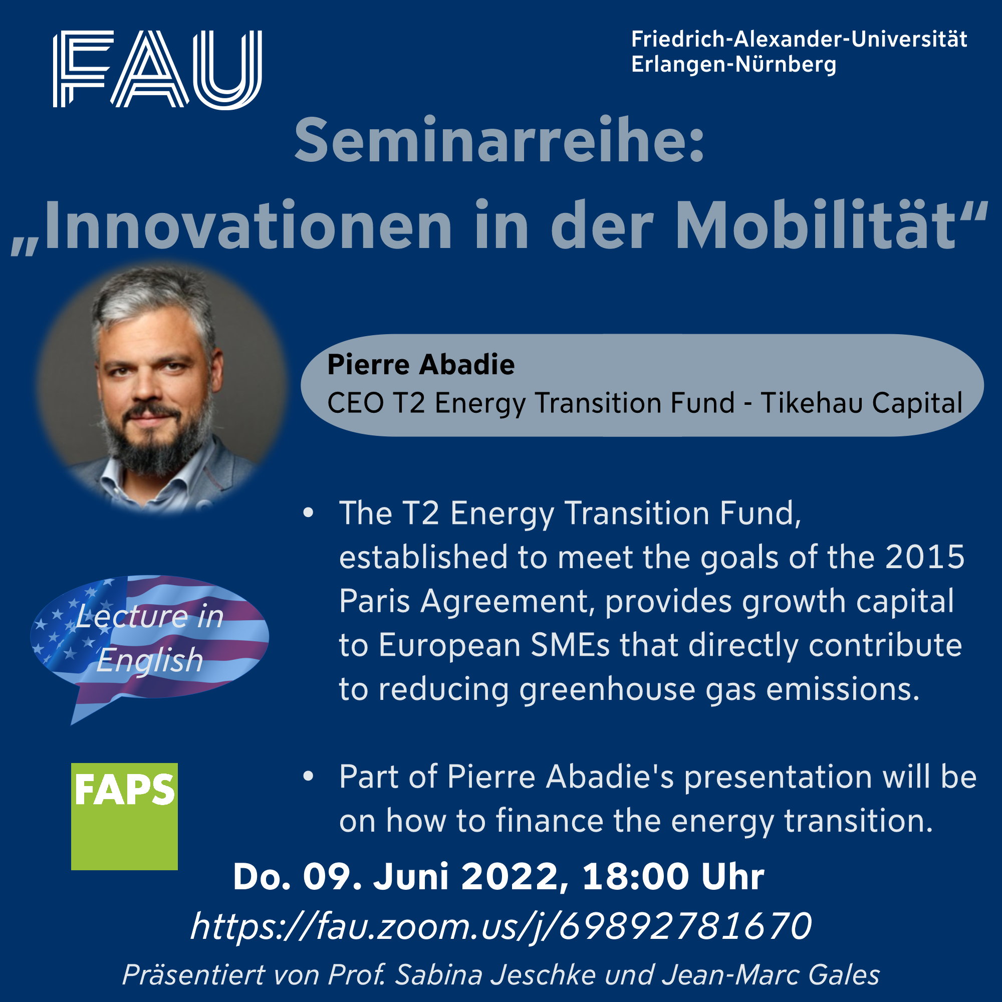 Zum Artikel "09.06.2022: Innovationen in der Mobilität mit Pierre Abadie, CEO T2 Energy Transition Fund – Tikehau Capital"